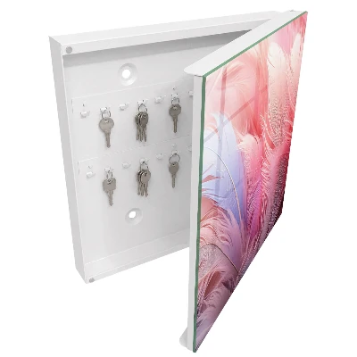 Armoire à clés décorative De magnifiques plumes roses