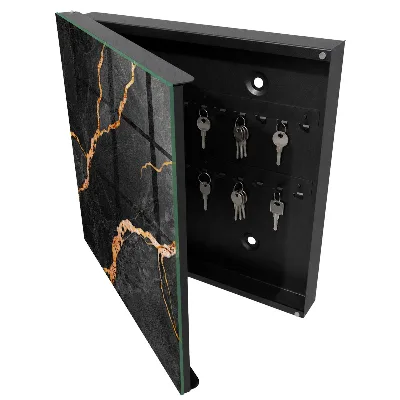 Armoire à clés design Pierre noire et orange