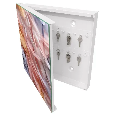 Armoire à clés décorative Plumes pastel