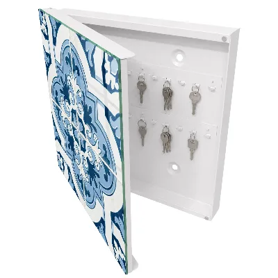 Armoire à clés design Carreaux bleus