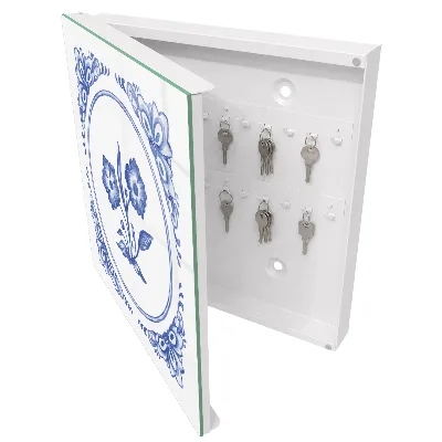 Boîte à clés murale décorative Fleurs bleues