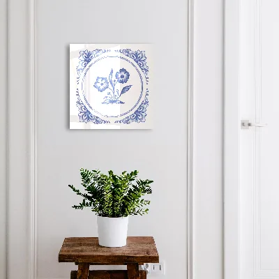 Boîte à clés murale décorative Fleurs bleues