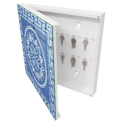 Armoire à clés design Mosaïque bleue