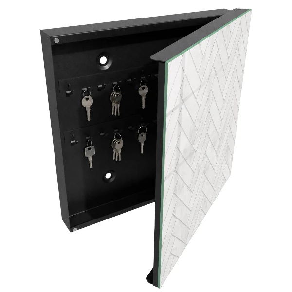 Armoire à clés design Motif à chevrons en marbre