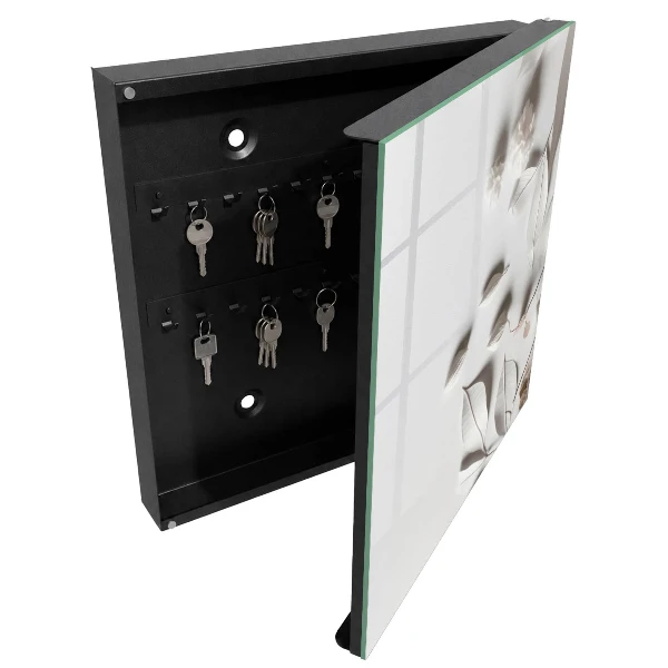 Armoire à clés design Feuilles blanches