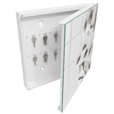 Armoire à clés design Feuilles blanches