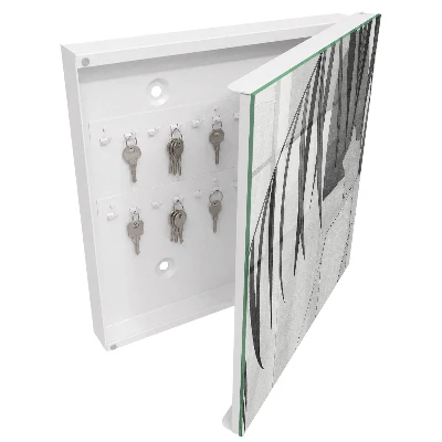 Armoire à clés décorative Feuilles grises