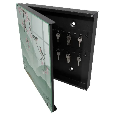 Armoire à clés design Oiseaux et fleurs