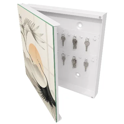 Armoire à clés décorative Grues japonaises sur fond de soleil levant