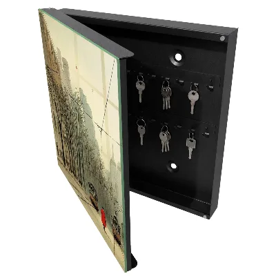 Armoire à clés décorative Promenade en ville