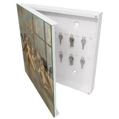 Boîte à clés murale décorative Anges volants Putti Peinture baroque