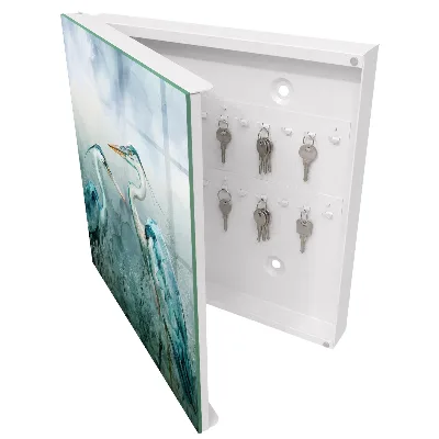 Armoire à clés décorative Hérons aquarelle