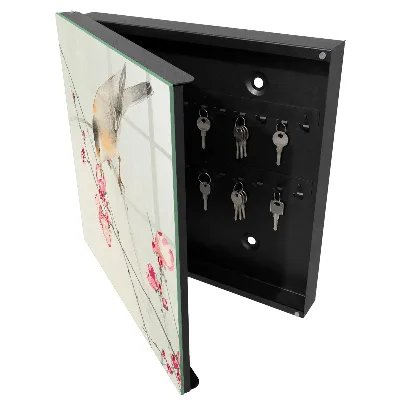 Armoire à clés décorative Fleurs d'oiseaux