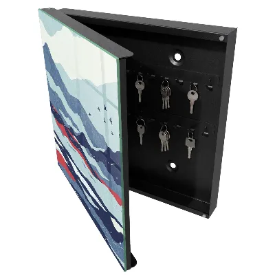 Armoire à clés design Vagues bleues