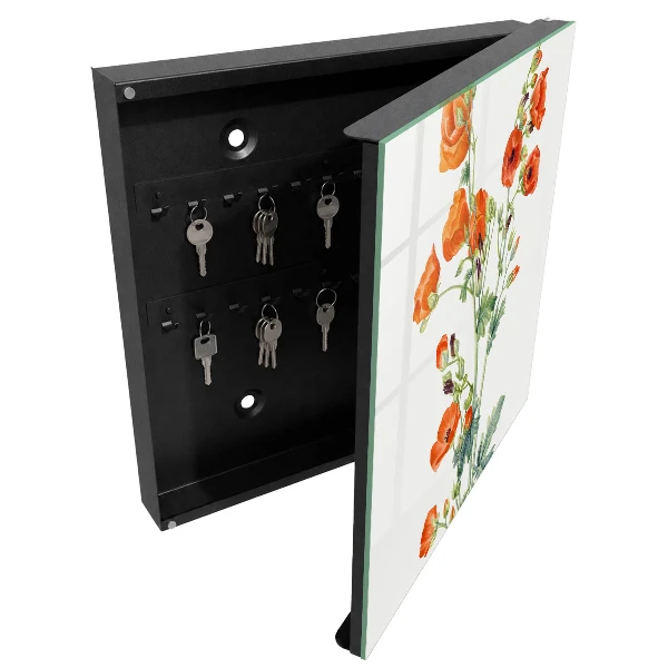 Armoire à clés design Coquelicots orange