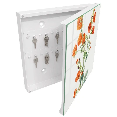 Armoire à clés design Coquelicots orange