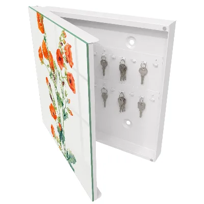 Armoire à clés design Coquelicots orange