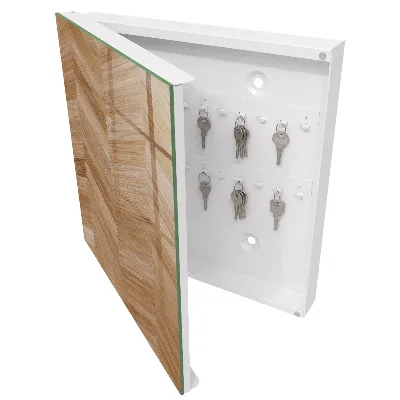 Boîte à clés murale décorative Chevrons en bois