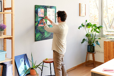 Tableau en liège Grandes feuilles exotiques