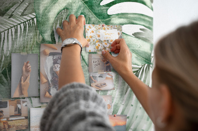 Tableau mémo en liège Feuilles aquarelles