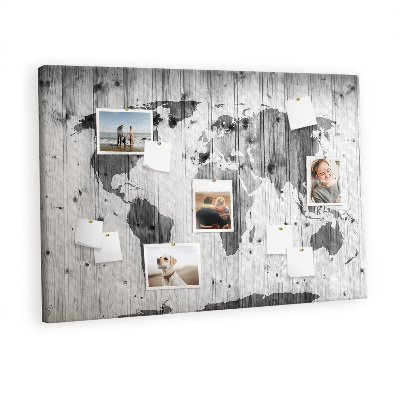 Tableau en liège Carte du monde sur le bois