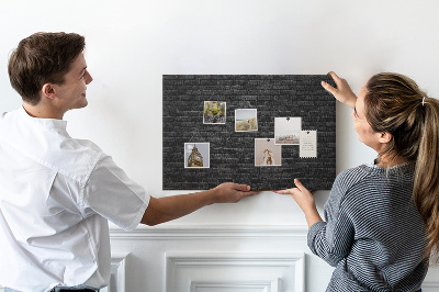 Tableau de liège décoratif Mur de briques sombres