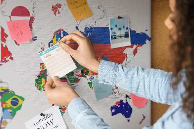 Tableau affichage en liège Carte des drapeaux nationaux