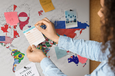 Tableau affichage en liège Carte des drapeaux nationaux