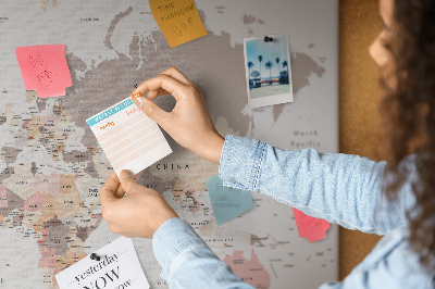 Tableau affichage en liège Carte détaillée du monde