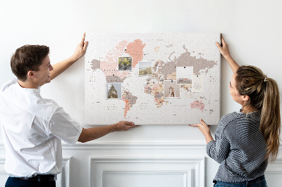 Tableau affichage en liège Carte détaillée du monde