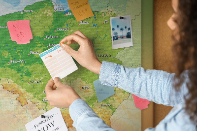 Tableau affichage en liège Carte physique polonaise