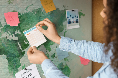 Tableau affichage en liège Carte du monde aquarelle