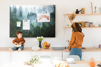 Tableau en liège Forêt brumeuse