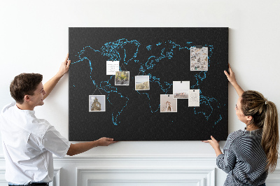 Tableau affichage en liège Contours de la carte du monde