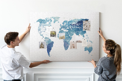 Tableau liège carte du monde 60x40