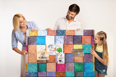 Tableau de liège décoratif Cubes en bois