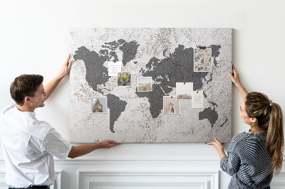 Tableau affichage en liège Carte du monde en béton