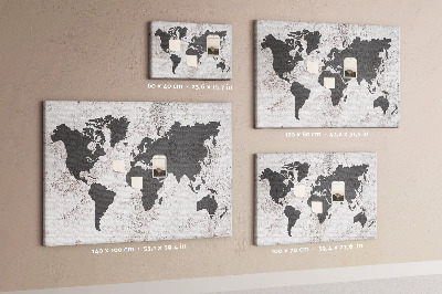 Tableau affichage en liège Carte du monde en béton