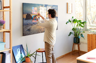 Tableau affichage en liège Coucher de soleil sur la plage