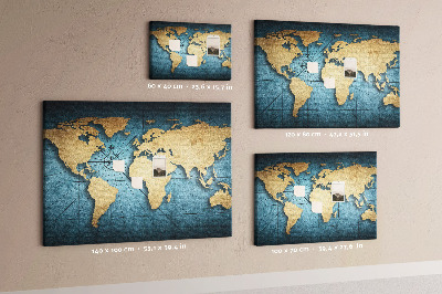 Tableau en liège fantaisie Carte du monde 3d