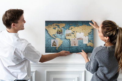 Tableau en liège fantaisie Carte du monde 3d