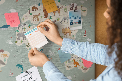 Tableau en liège Carte animale