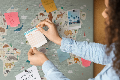 Tableau en liège Carte animale