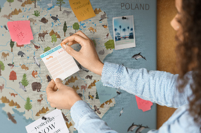 Tableau en liège Carte animale