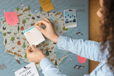 Tableau en liège Carte animale