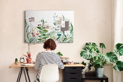 Tableau en liège Feuilles aquarelles