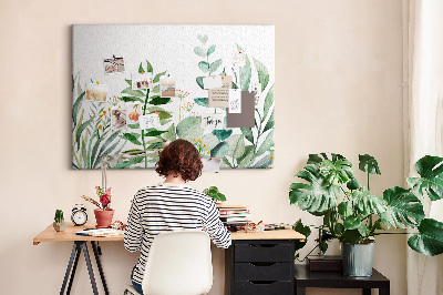 Tableau en liège Feuilles aquarelles