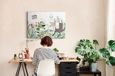 Tableau en liège Feuilles aquarelles