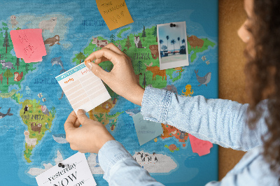 Tableau en liège Carte de dessin animé