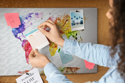 Tableau en liège Carte aquarelle